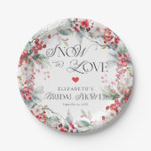 スノーインラブウィンター霜の降りたフローラブライダルシャワー ペーパープレート (正面)