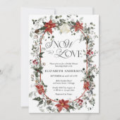 スノーインラブクリスマスフローラブライダルシャワー 招待状 (正面)