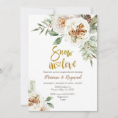 スノーインラブクリーミーな白いフローラカップルのシャワー 招待状 (正面)