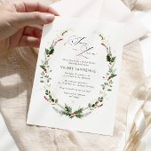 スノーインラブゴールデンスノーフレークブライダルシャワー 招待状