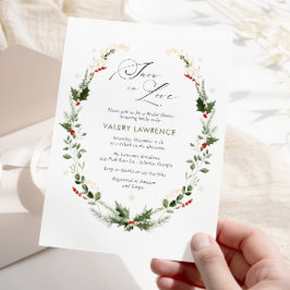 スノーインラブゴールデンスノーフレークブライダルシャワー 招待状