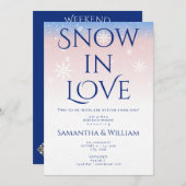 スノーインラブジョイントカップルブライダルシャワー週末 招待状 (正面/裏面)