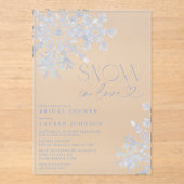 スノーインラブスノーフレークウィンターブライダルシャワー アクリル招待状 (正面)