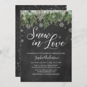 スノーインラブスノーフレークウィンターブライダルシャワー 招待状 (正面/裏面)