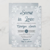 スノーインラブスノーフレークスウィンターブライダルシャワー 招待状 (正面/裏面)