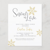 スノーインラブスノーフレーク金ゴールドブライダルシャワー招待状 (正面)