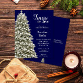 スノーインラブツリーバジェットブライダルシャワーブルー招待状