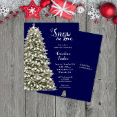 スノーインラブツリーバジェットブライダルシャワーブルー招待状