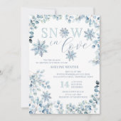スノーインラブテーマ冬ブライダルシャワー 招待状 (正面)