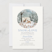 スノーインラブディアーファミリーウィンタースケープブライダルシャワー 招待状 (正面)