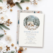スノーインラブディアーファミリーウィンタースケープブライダルシャワー 招待状