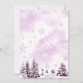 スノーインラブピンクウィンタースノーフレークブライダルシャワー 招待状 (裏面)