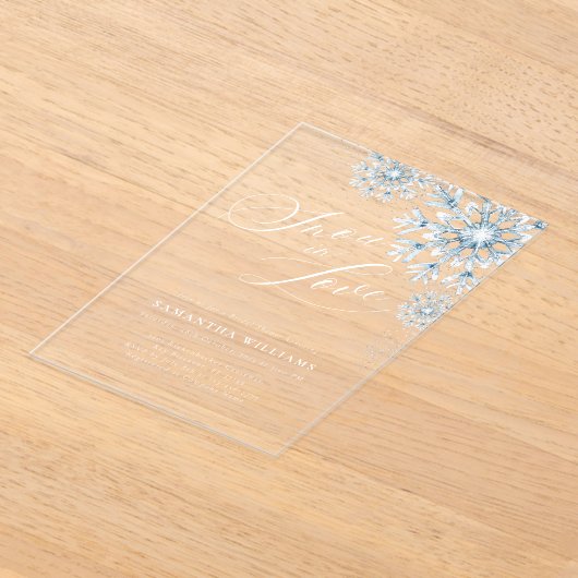 スノーインラブブライダルシャワーアクリル招待状 アクリル招待状 (レイダウン)