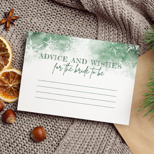 スノーインラブブライダルシャワーアドバイスが花嫁を願う エンクロージャーカード
