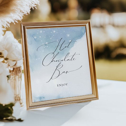 スノーインラブブルーブライダルシャワーホットチョコレートバー ポスター