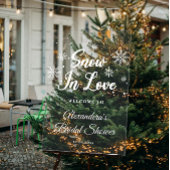 スノーインラブホワイトウィンターブライダルシャワーへようこそ アクリルサイン