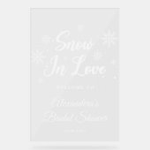 スノーインラブホワイトウィンターブライダルシャワーへようこそ アクリルサイン (正面)