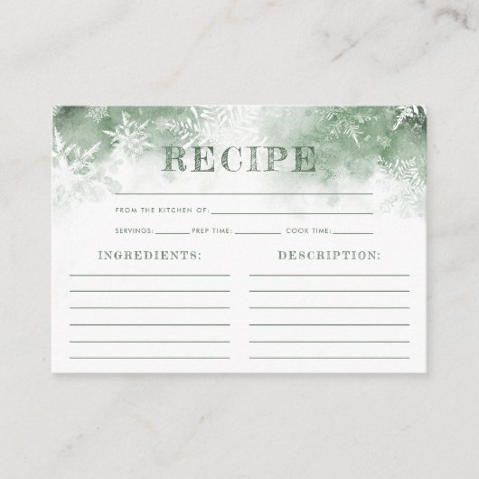 スノーインラブレシピブライダルシャワー エンクロージャーカード (正面)