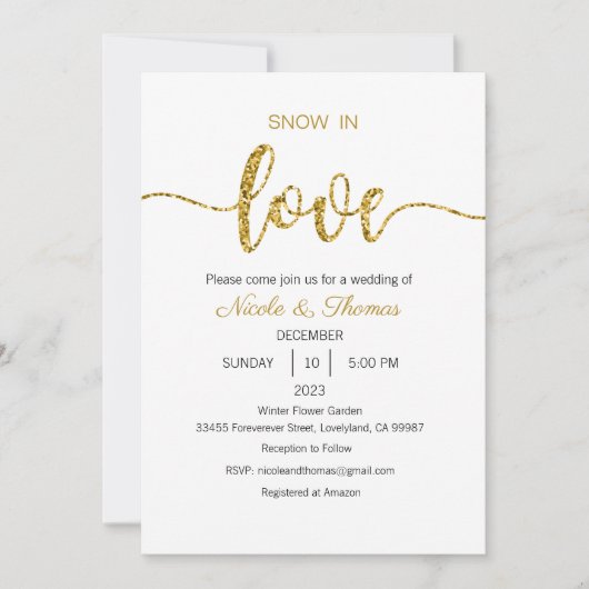 スノーインラブ結婚式招待状ウィンターウェディング 招待状 (正面)
