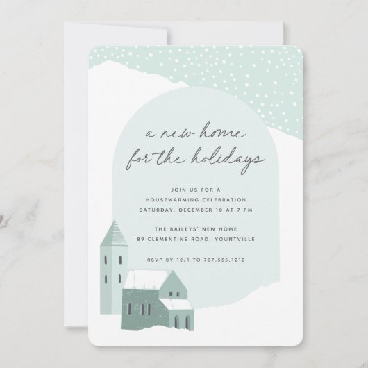 スノーイヴィレッジホリデイ引っ越し祝いパーティーパーティー 招待状 (正面)