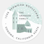 スノーイヴィレッジ差出人住所 ラウンドシール (正面)