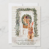 スノーイヴィンテージゴールデンレトリバーホリデーウォーターカラー シーズンカード (正面)