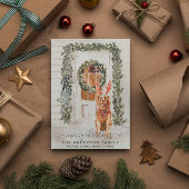 スノーイヴィンテージゴールデンレトリバーホリデーウォーターカラー シーズンカード