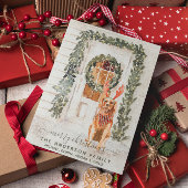 スノーイヴィンテージゴールデンレトリバーホリデーウォーターカラー シーズンカード