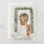 スノーイヴィンテージゴールデンレトリバーホリデーウォーターカラー シーズンカード (正面)