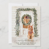 スノーイヴィンテージゴールデンレトリバーホリデーウォーターカラー シーズンカード (正面)