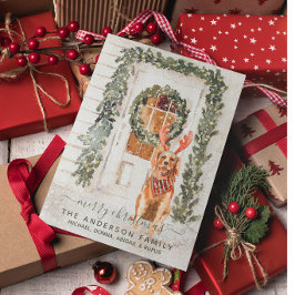 スノーイヴィンテージゴールデンレトリバーホリデーウォーターカラー ジグソーパズル