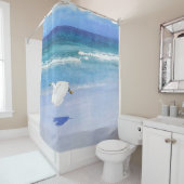 スノーイーグレト海岸の水彩 シャワーカーテン (インサイチュ)
