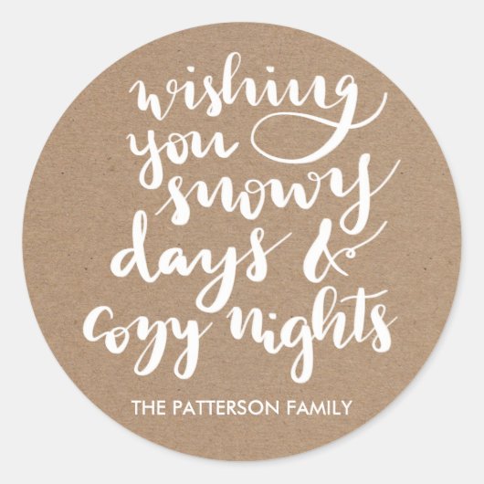 スノーイ日コージーナイトスクリプトクラフト素朴紙 ラウンドシール (正面)