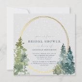 スノーイ素朴パインズブライダルシャワー 招待状 (正面)