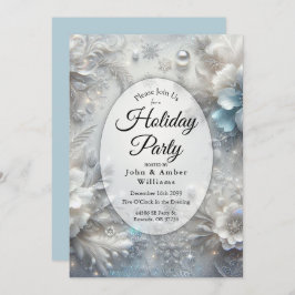 スノーイ花びらイン凍ってい開花ホリデーパーティー 招待状