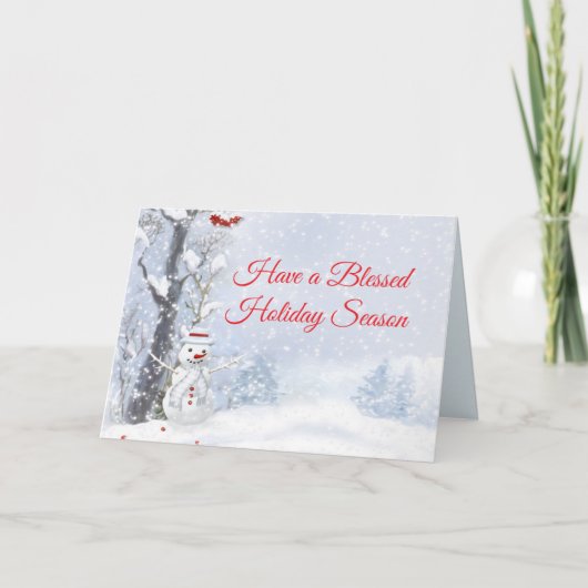 スノーイ雪だるまホリデイ カード (正面)