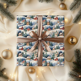 スノーウィンタースイスビレッジクリスマスホリデー ラッピングペーパー