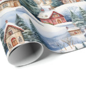 スノーウィンタースイスビレッジクリスマスホリデー ラッピングペーパー (ロールコーナー)