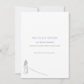 スノーウィンタースキー新婚カップル白黒 セーブザデート (裏面)