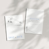 スノーウィンタースキー新婚カップル白黒 セーブザデート