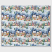 スノーウィンターバイエルンビレッジクリスマスホリデー ラッピングペーパー (フラット)