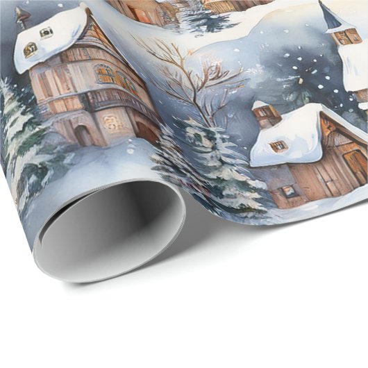 スノーウィンターバイエルンビレッジクリスマスホリデー ラッピングペーパー (ロールコーナー)