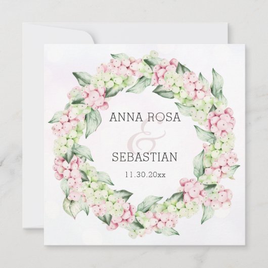 *~*スノーウィンターベリーAR12 QR RSVP Boho 結婚's 招待状 (正面)