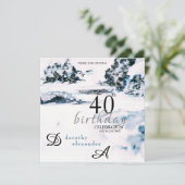 スノーウィンターマウンテンズモダン誕生日 招待状 (スタンド正面)