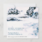 スノーウィンターマウンテンズモダン誕生日 招待状 (裏面)