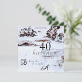 スノーウィンターマウンテンズモダン誕生日 招待状 (スタンド正面)