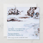 スノーウィンターマウンテンズモダン誕生日 招待状 (裏面)