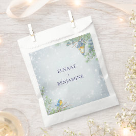 スノーウィンターランプと鳥のイラストの結婚式 フェイバーバッグ