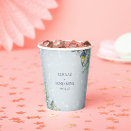 スノーウィンターランプと鳥のイラストの結婚式 紙コップ