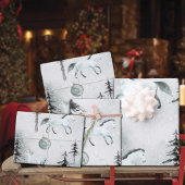 スノーウィーウィンウッドランドホワイトホース&アークティックキツネ ラッピングペーパーシート